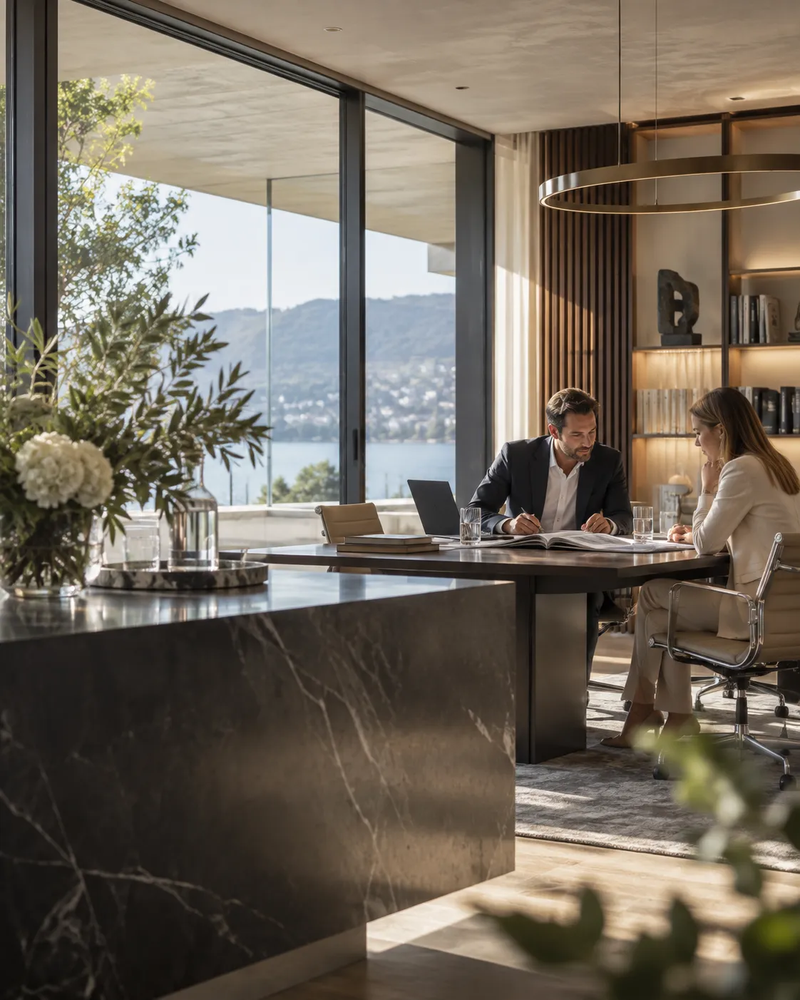 Eleganter Konferenzraum mit Seeblick – Unternehmensfotografie