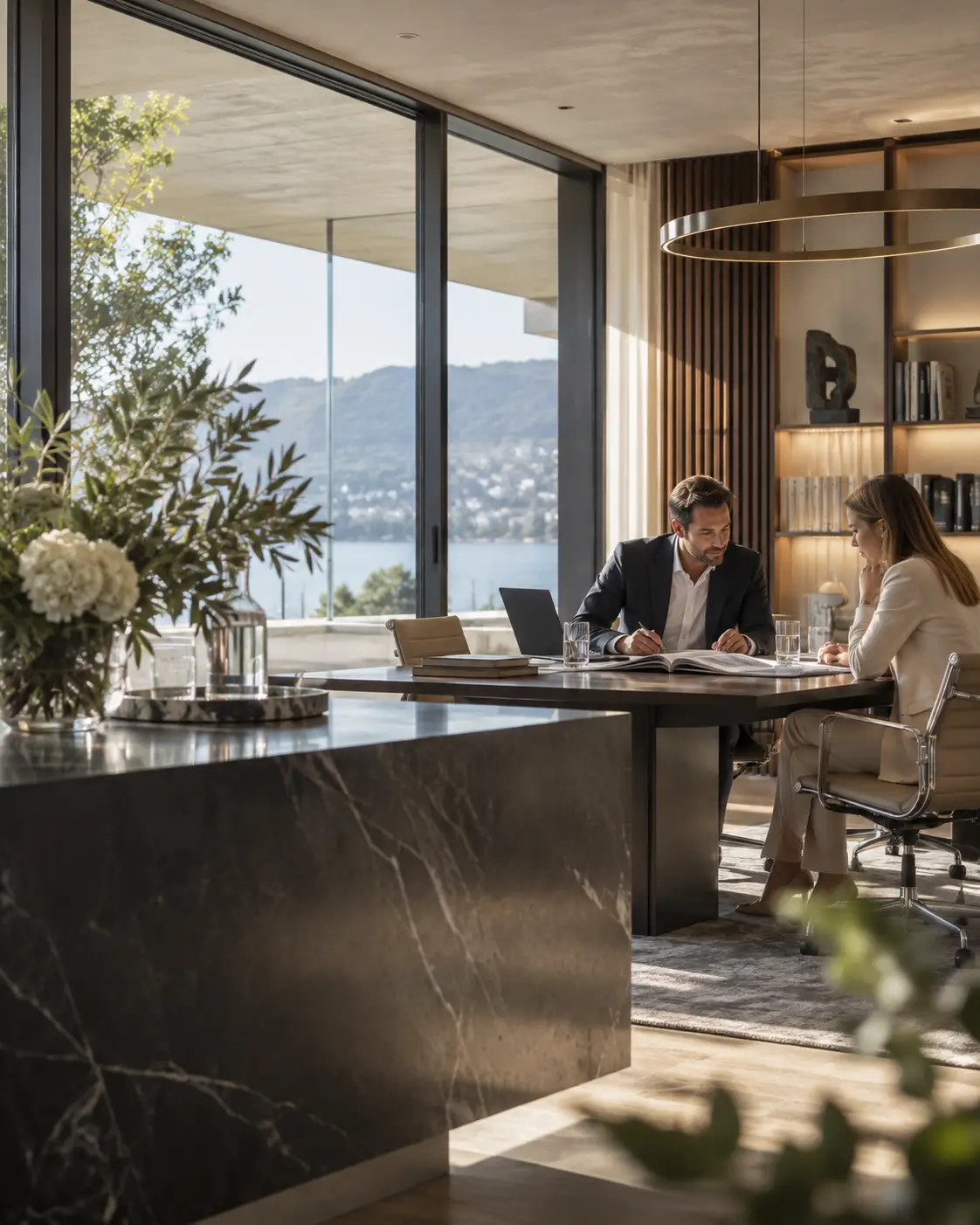 Eleganter Konferenzraum mit Seeblick – Unternehmensfotografie